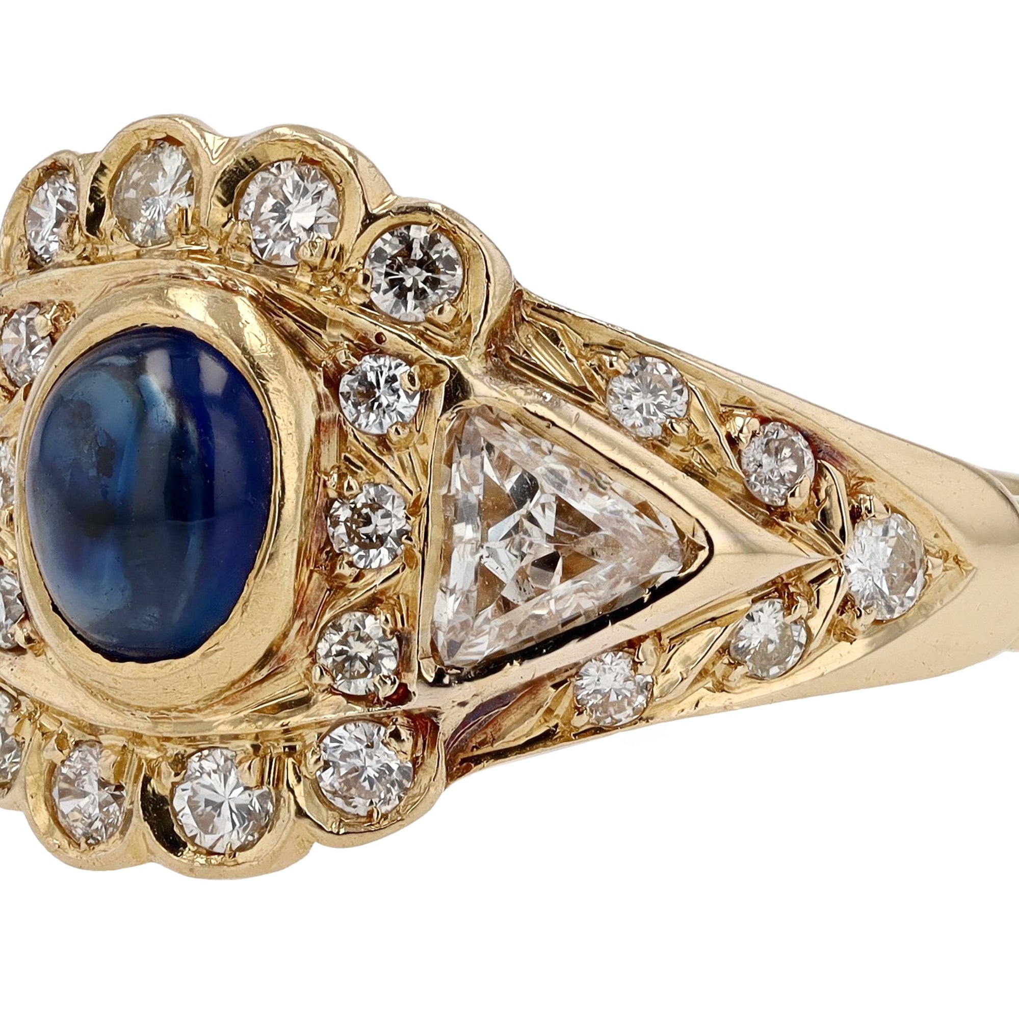Vintage Portuguese Sapphire Diamond Engagement Ring