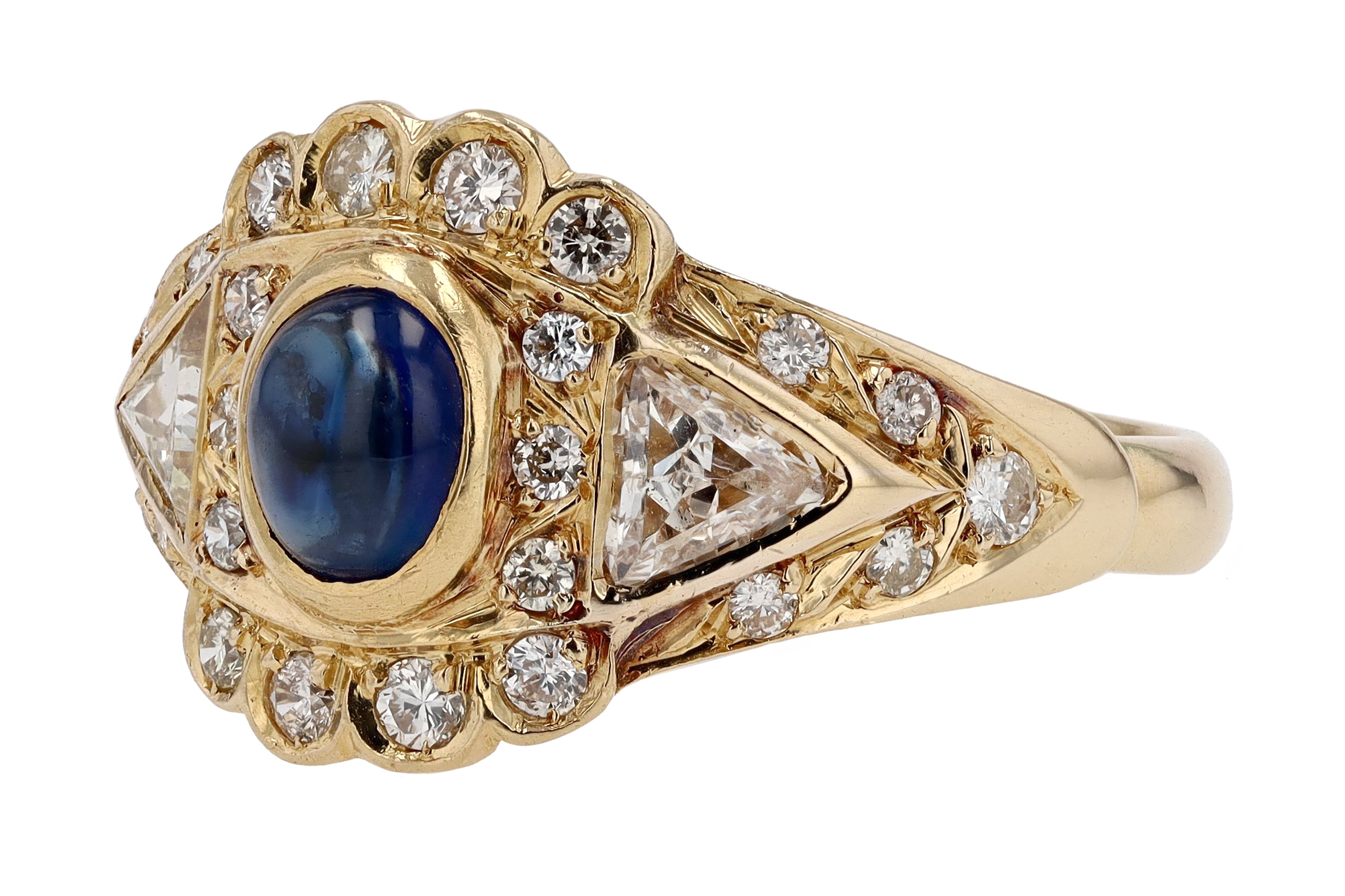 Vintage Portuguese Sapphire Diamond Engagement Ring