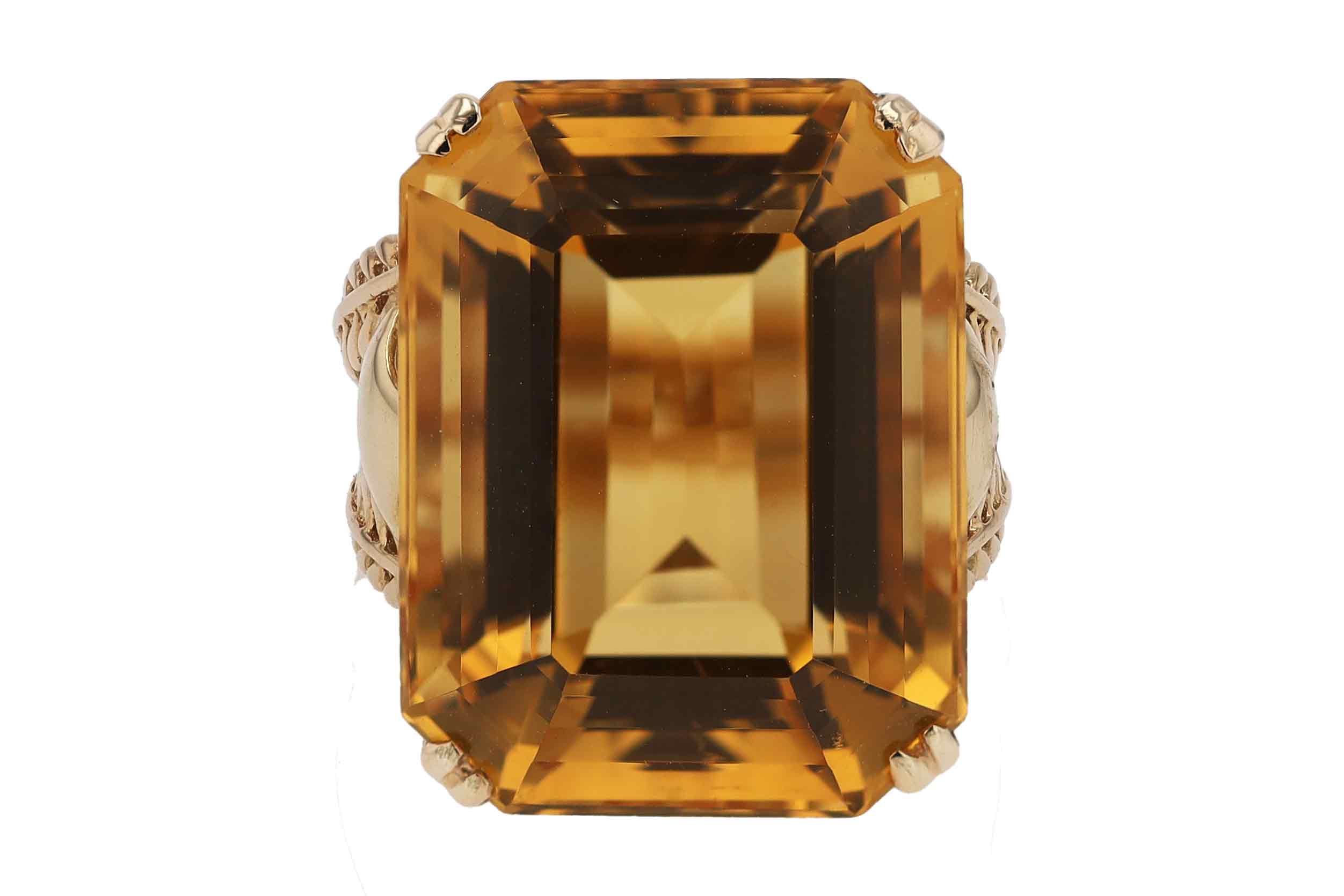 Vintage Retro 1940s 21 Carat Citrine Cocktail Ring
