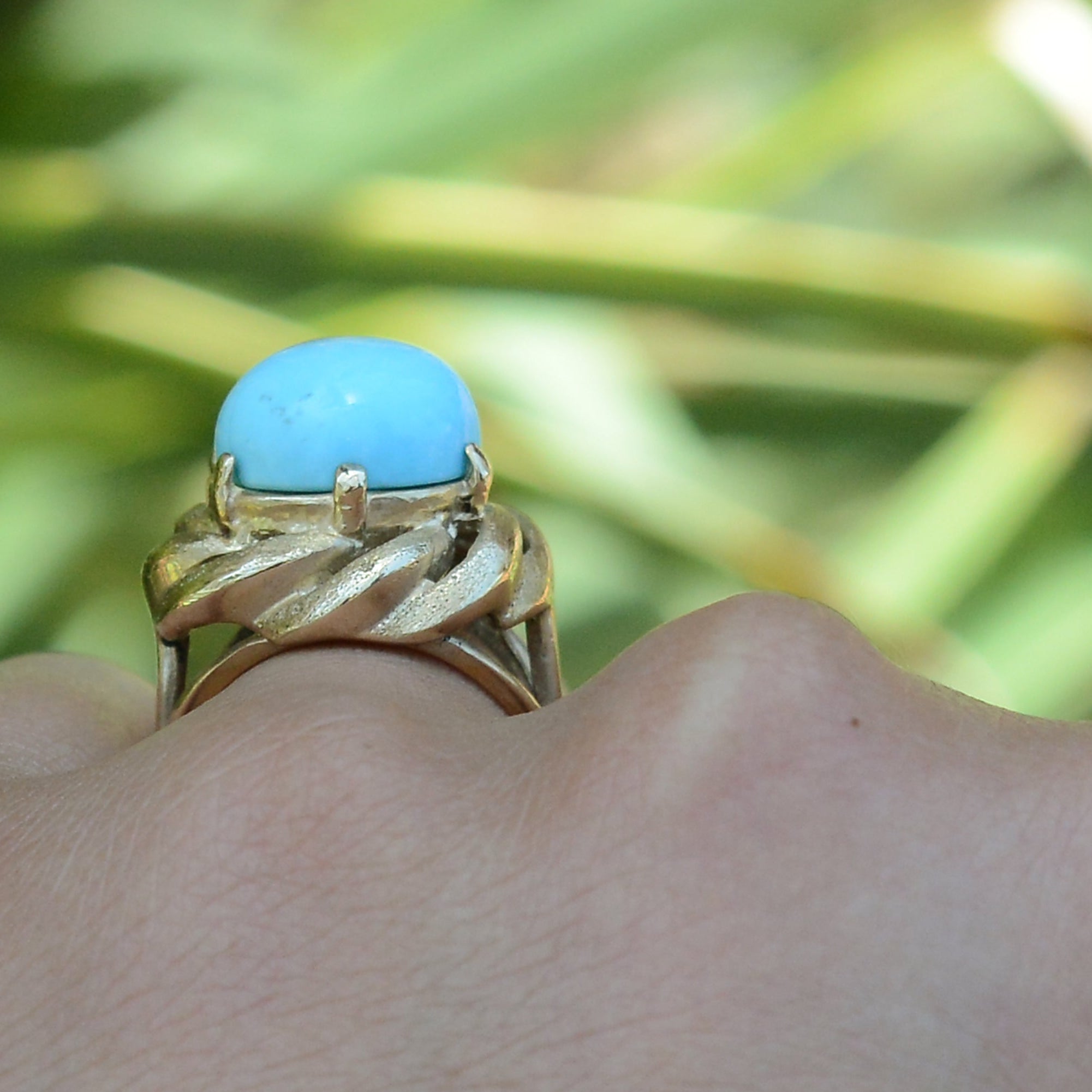 Vintage Retro Sleeping Beauty Turquoise Cocktail Ring