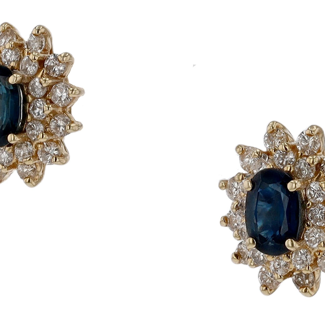 Vintage Sapphire & Diamond Cluster Stud Earrings