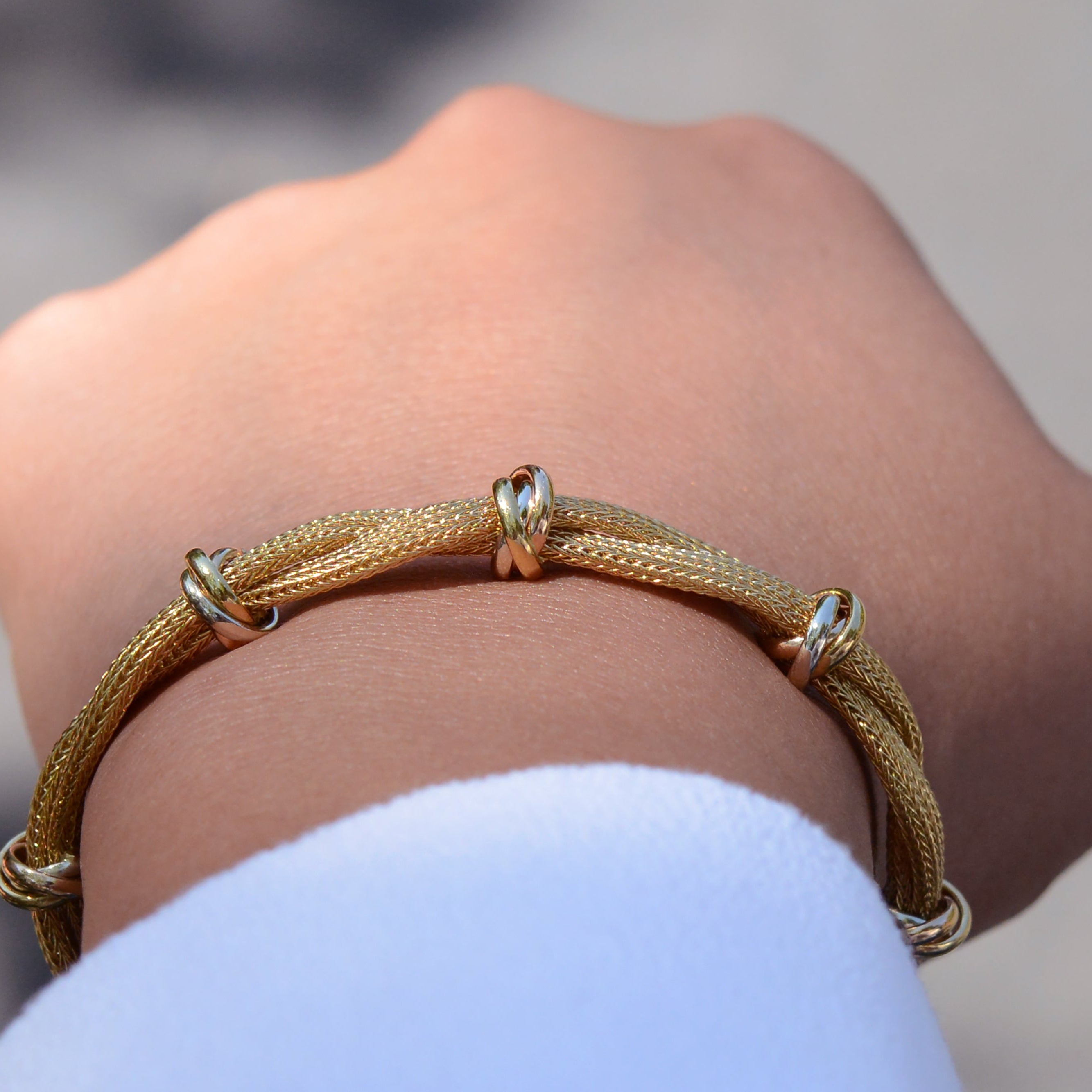 Vintage Signed Roberto Coin 18kt Gold Mesh Bracelet