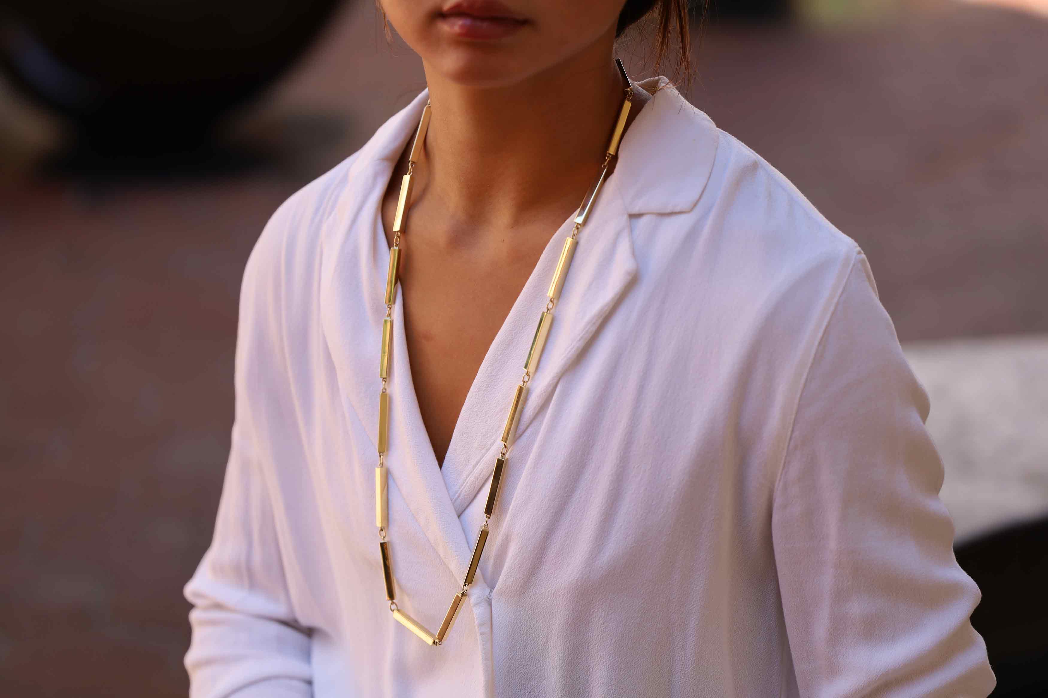 Vintage Signed Tiffany & Co 18k Yellow Gold Long Rectangular Link Necklace