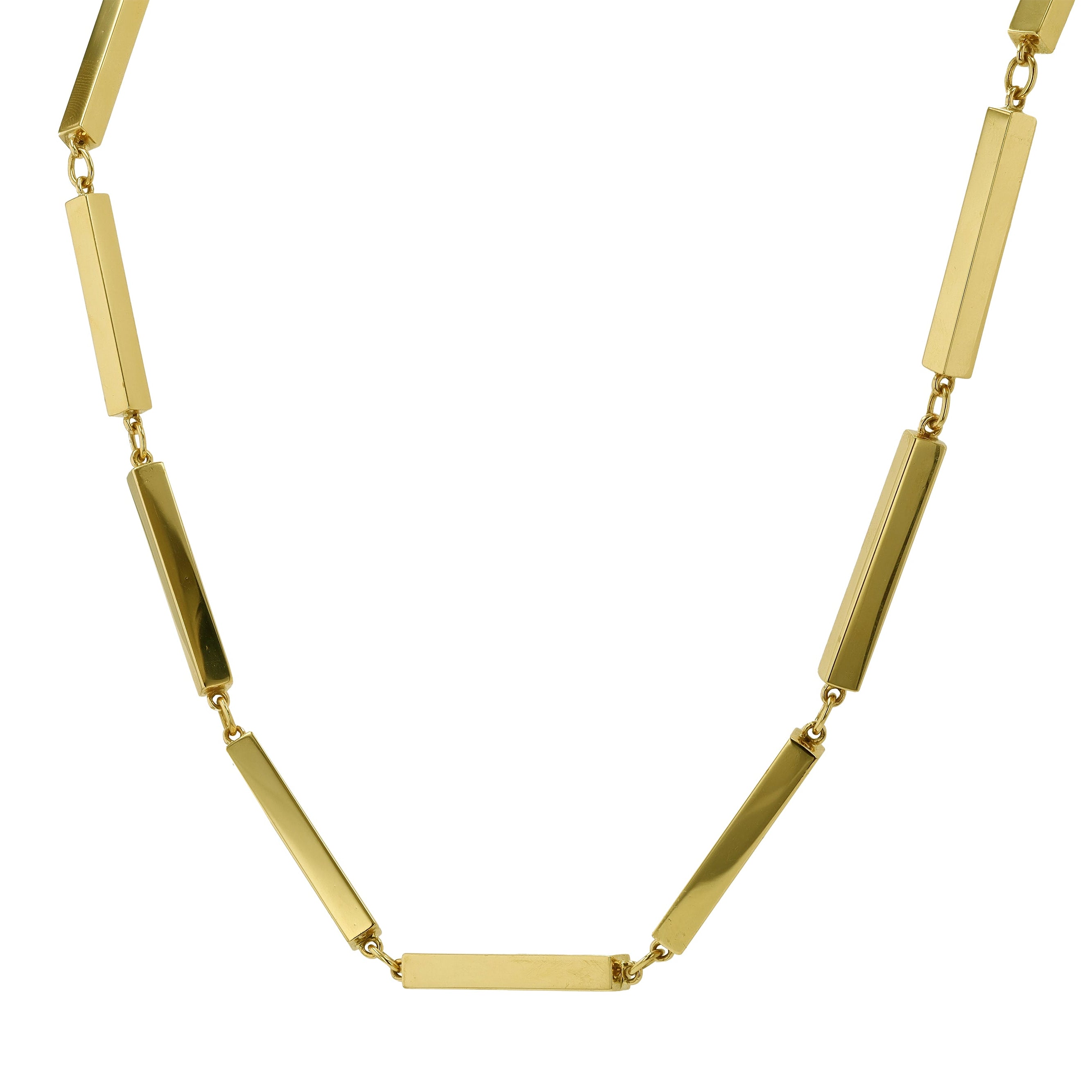 Vintage Signed Tiffany & Co 18k Yellow Gold Long Rectangular Link Necklace