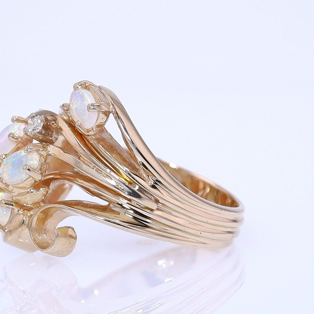 Vintage Swirling Opal & Diamond Cocktail Ring
