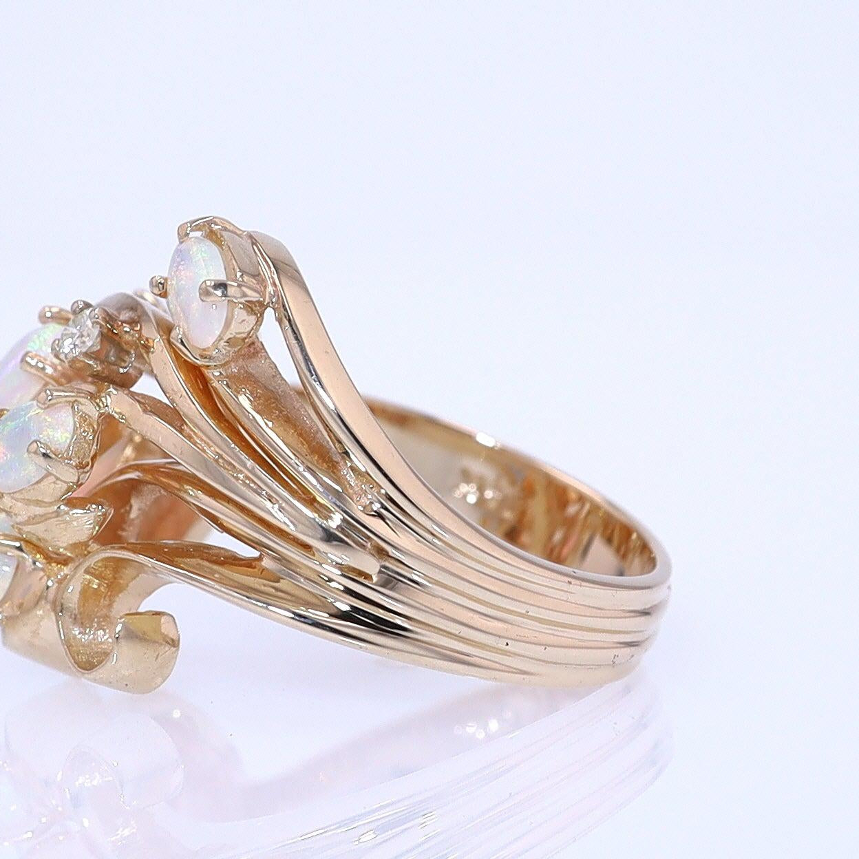 Vintage Swirling Opal & Diamond Cocktail Ring