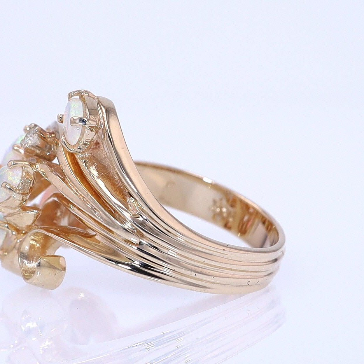 Vintage Swirling Opal & Diamond Cocktail Ring