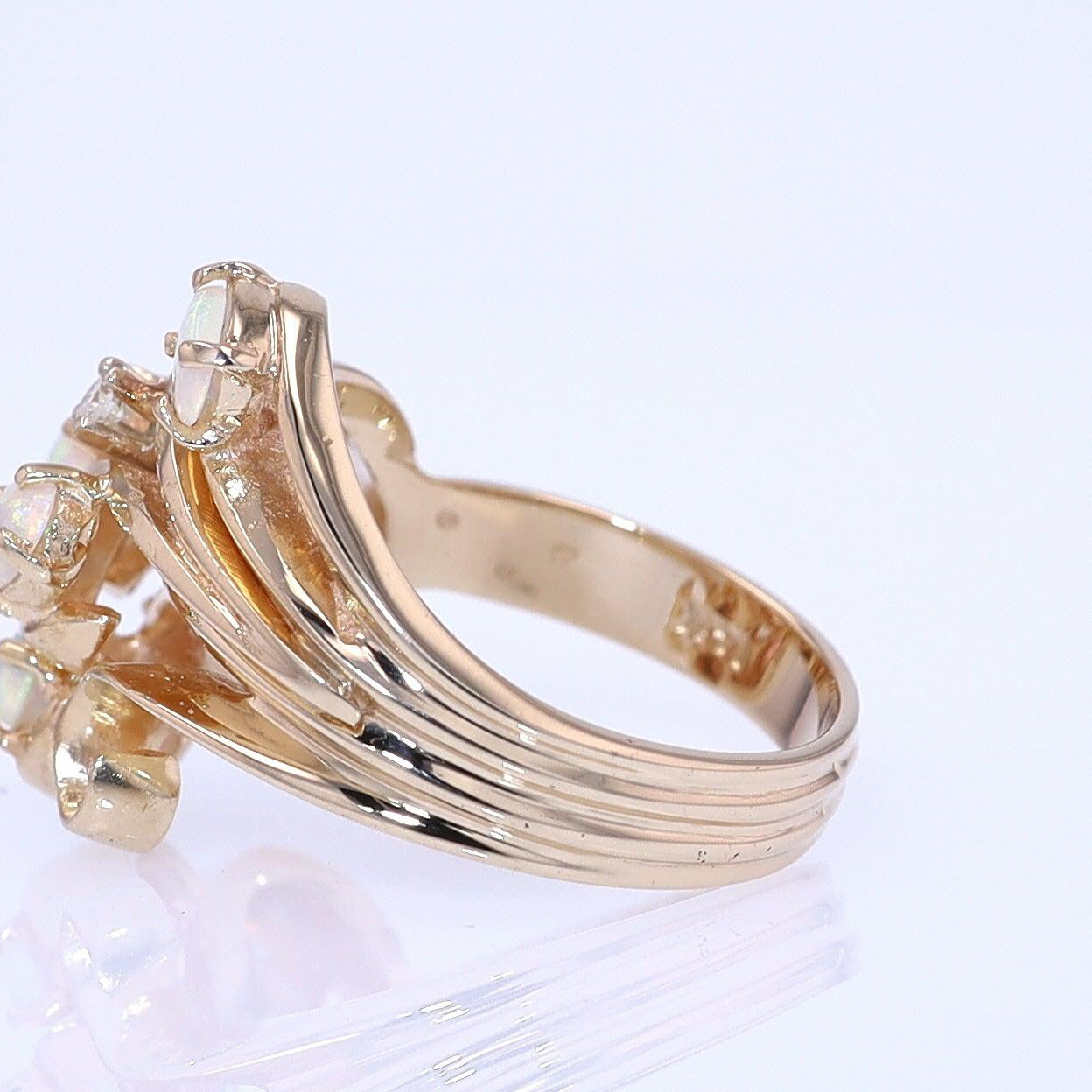 Vintage Swirling Opal & Diamond Cocktail Ring