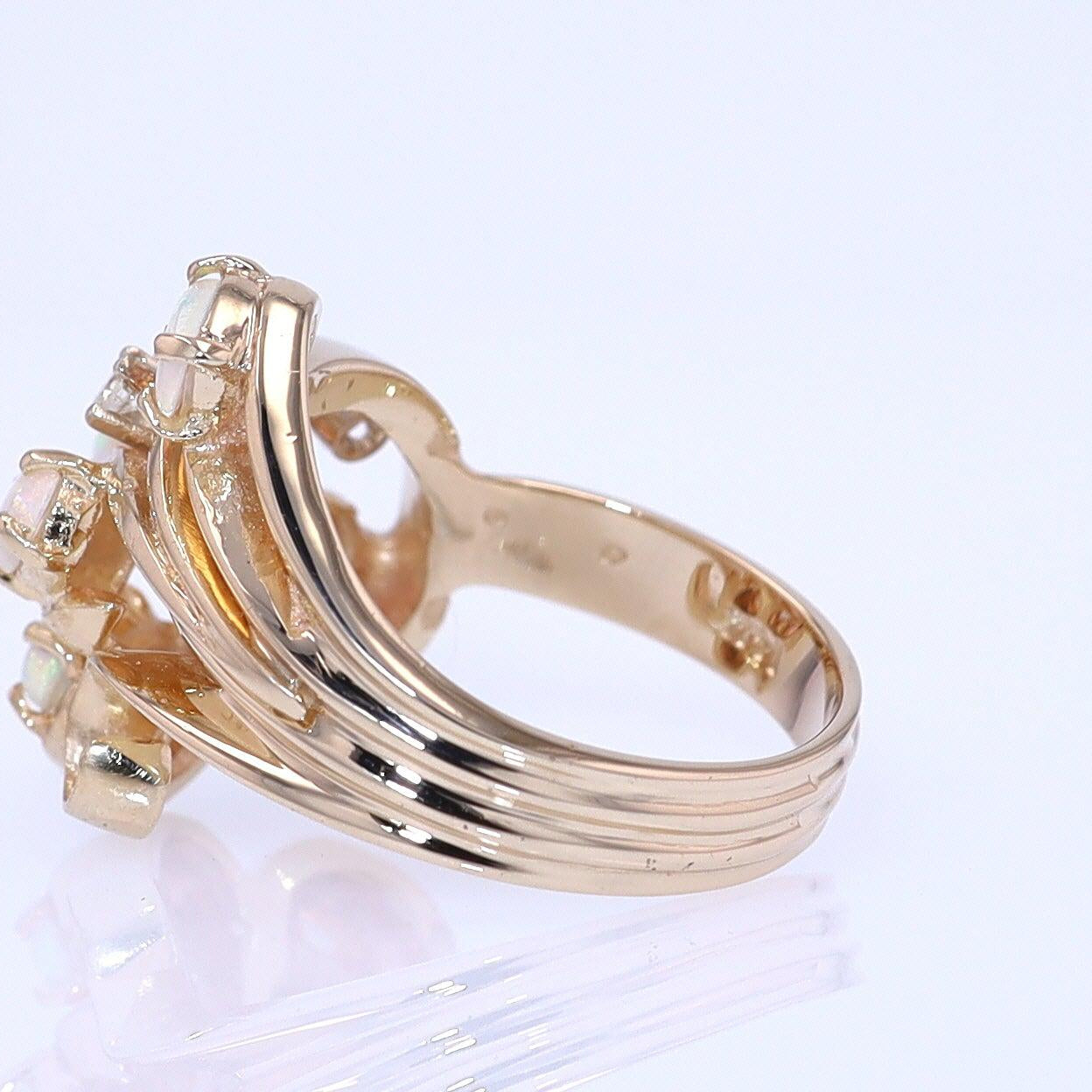 Vintage Swirling Opal & Diamond Cocktail Ring