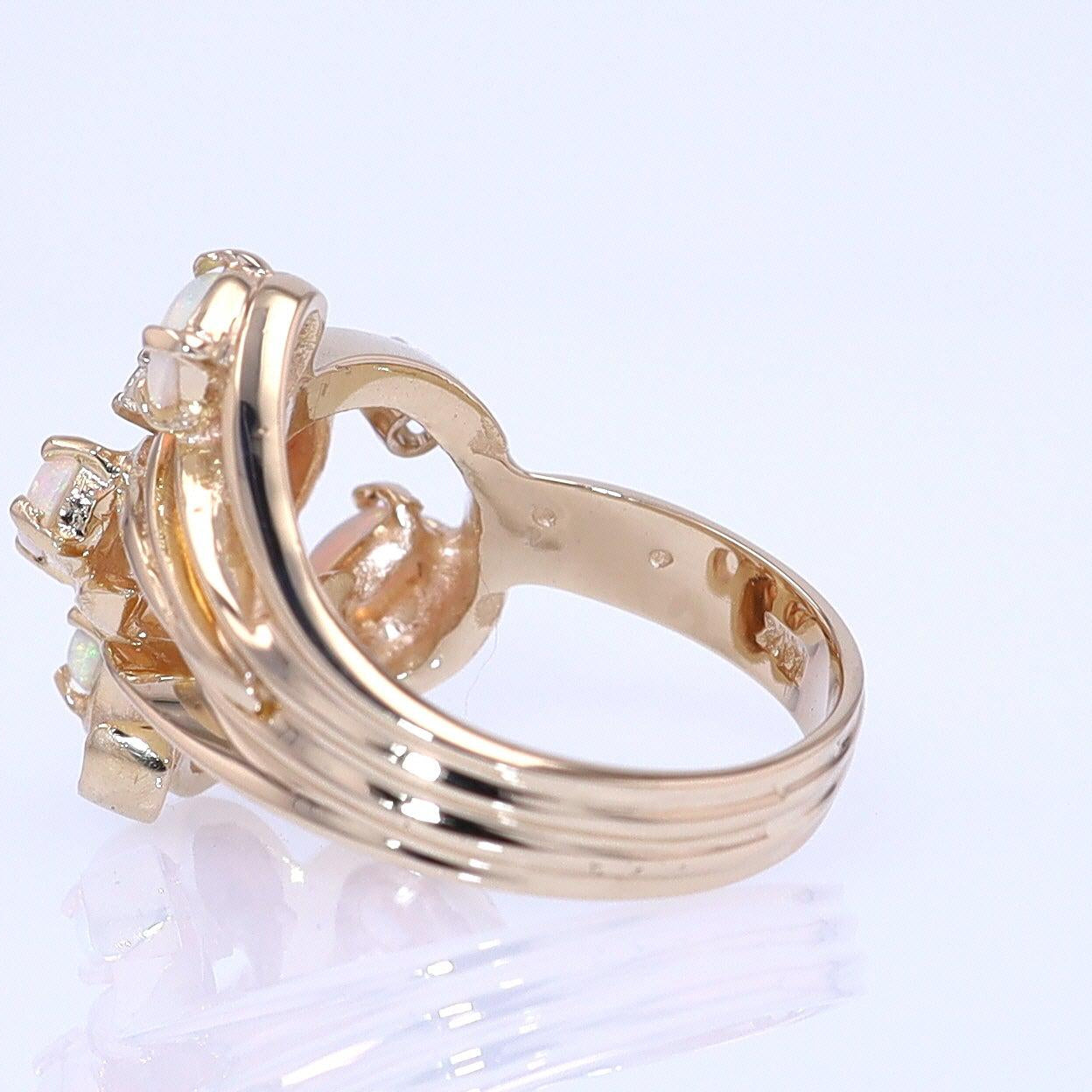 Vintage Swirling Opal & Diamond Cocktail Ring