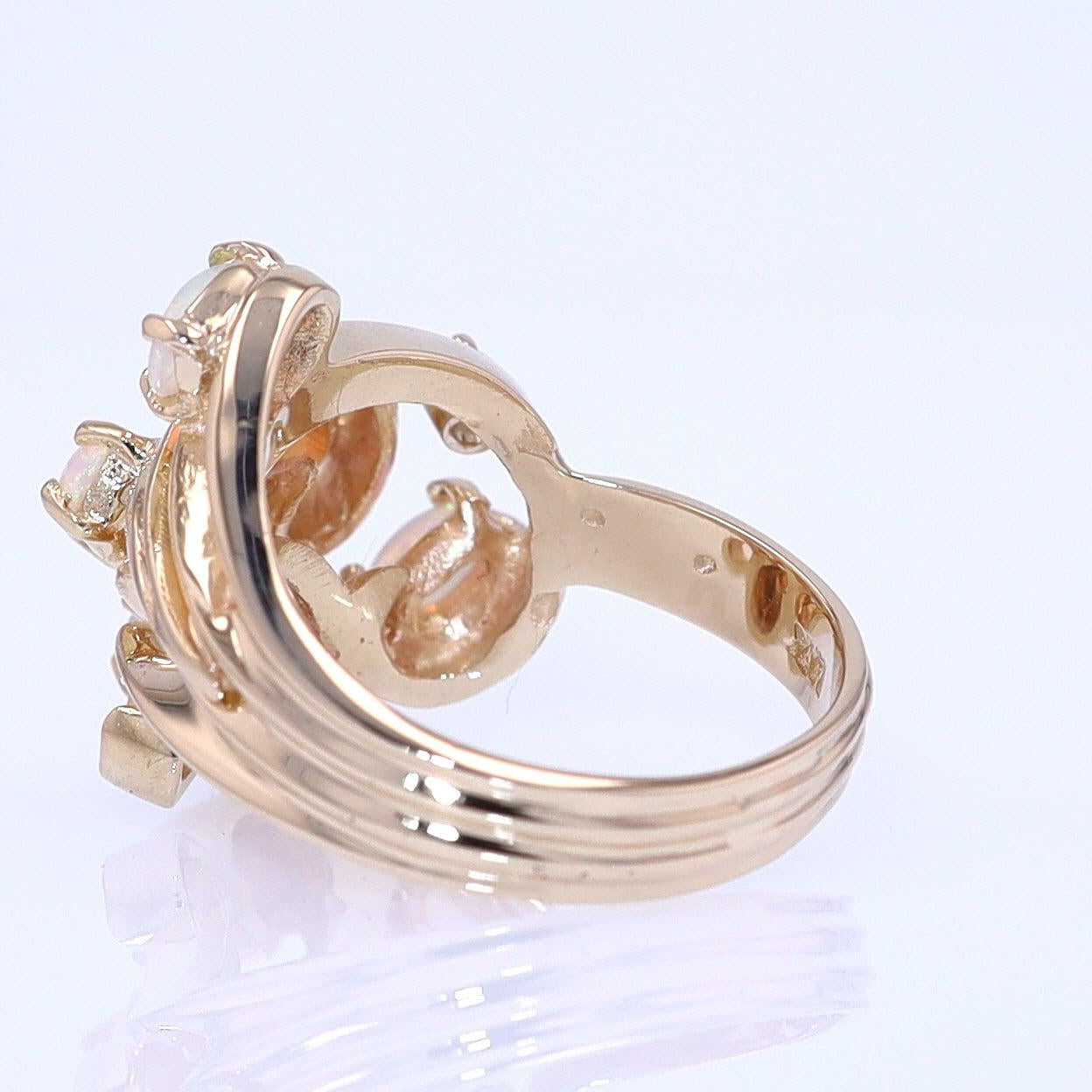 Vintage Swirling Opal & Diamond Cocktail Ring