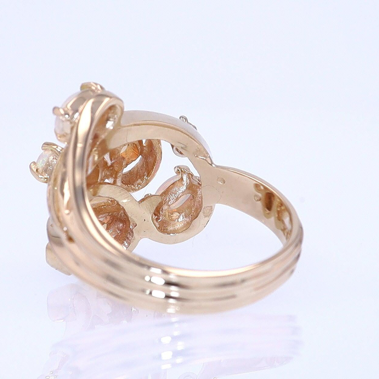 Vintage Swirling Opal & Diamond Cocktail Ring