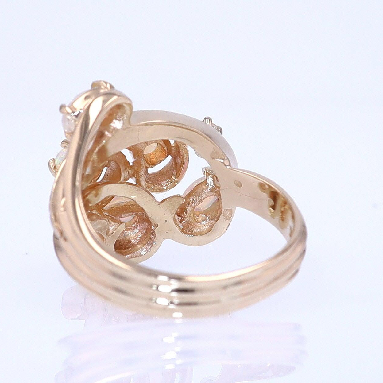 Vintage Swirling Opal & Diamond Cocktail Ring