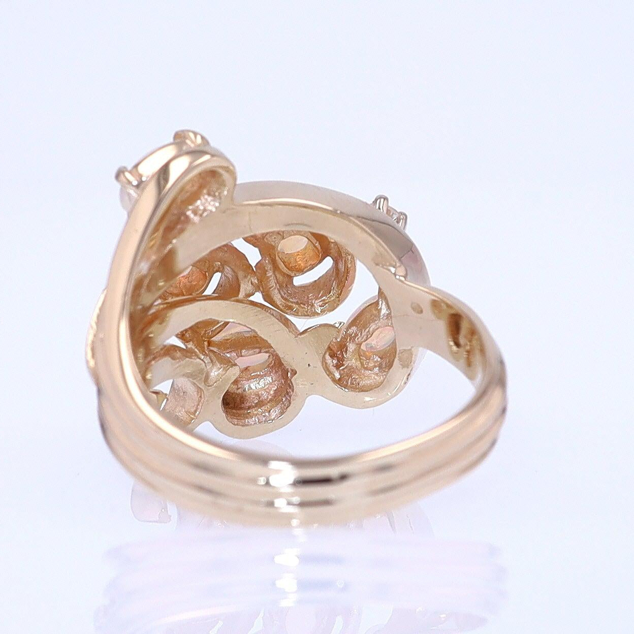Vintage Swirling Opal & Diamond Cocktail Ring