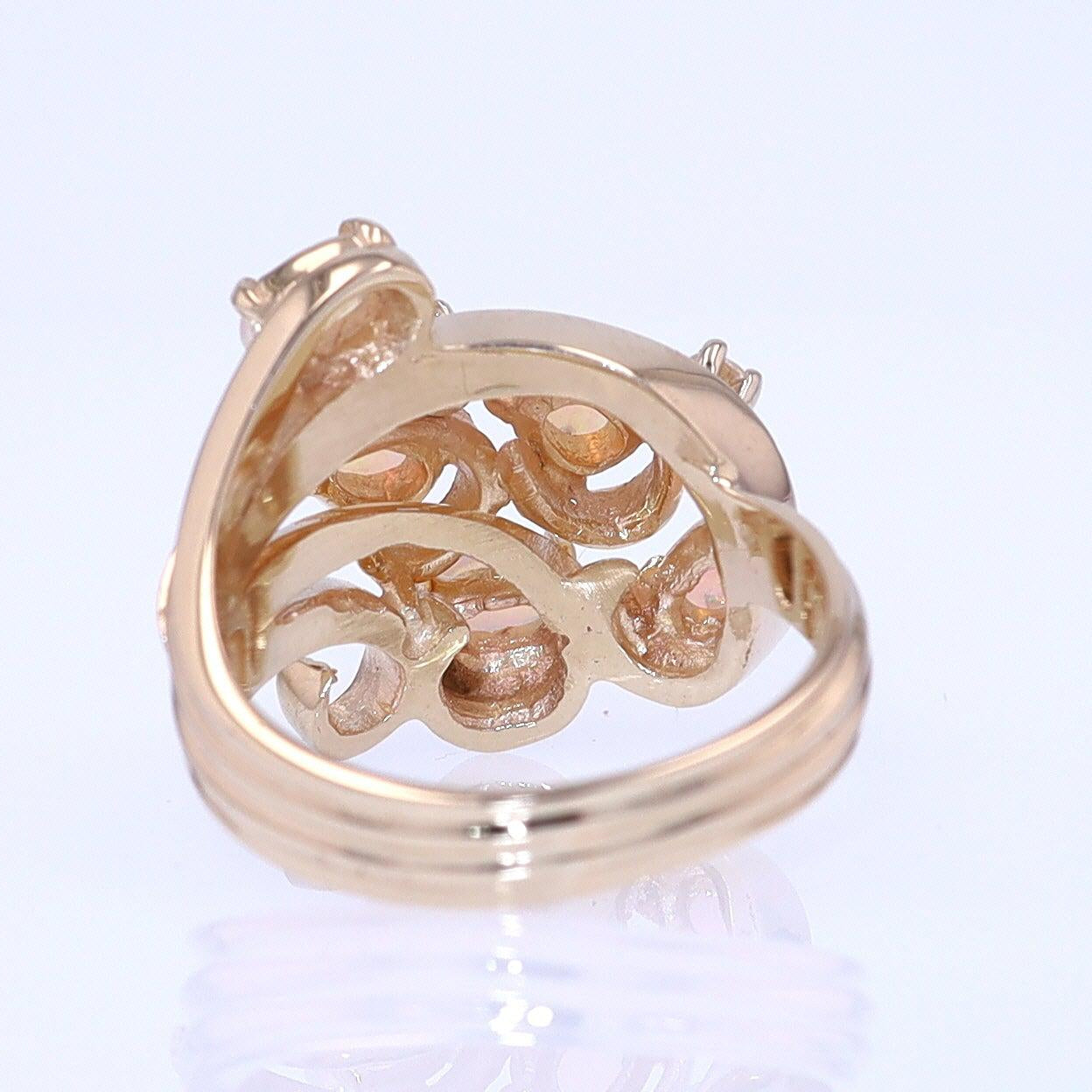 Vintage Swirling Opal & Diamond Cocktail Ring