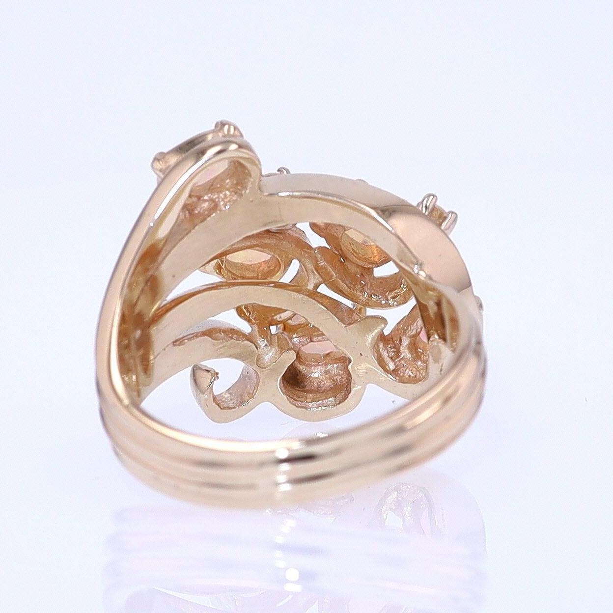 Vintage Swirling Opal & Diamond Cocktail Ring