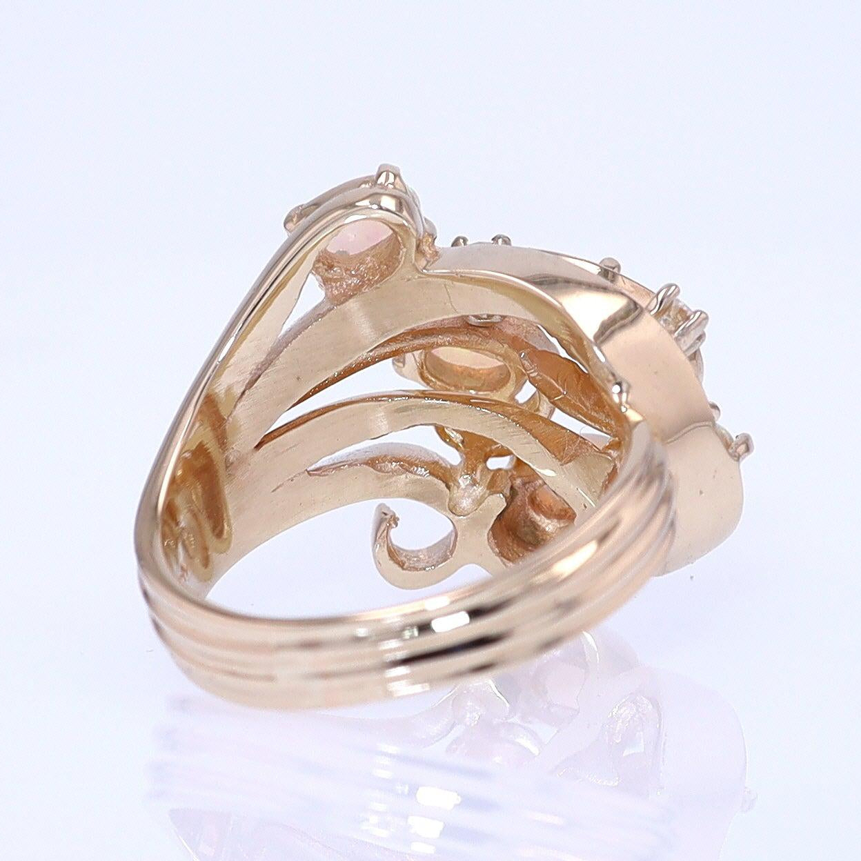 Vintage Swirling Opal & Diamond Cocktail Ring