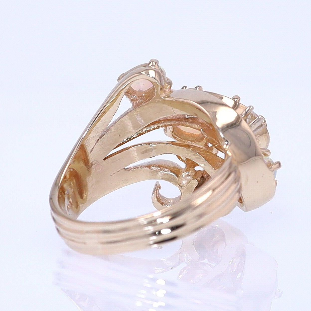 Vintage Swirling Opal & Diamond Cocktail Ring