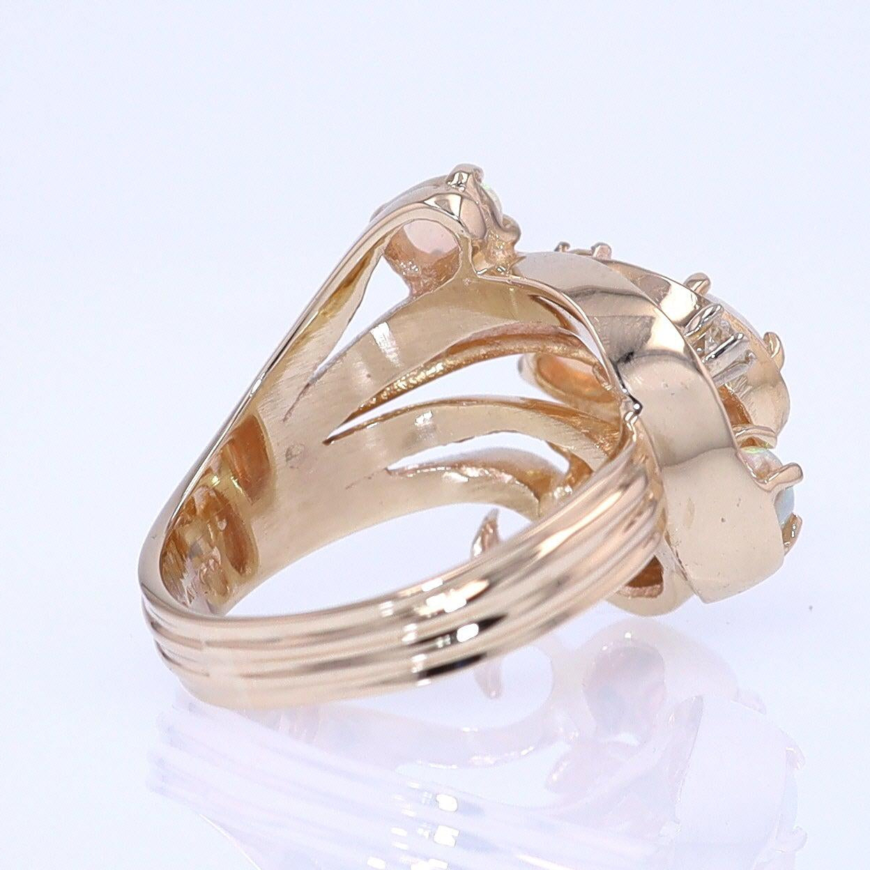 Vintage Swirling Opal & Diamond Cocktail Ring