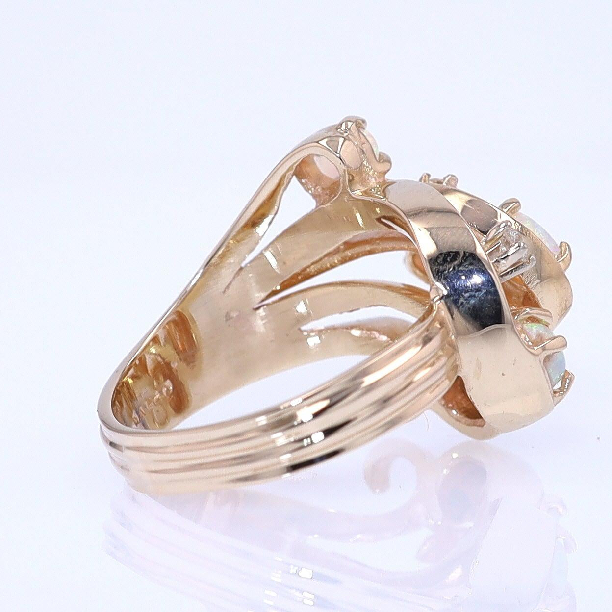 Vintage Swirling Opal & Diamond Cocktail Ring