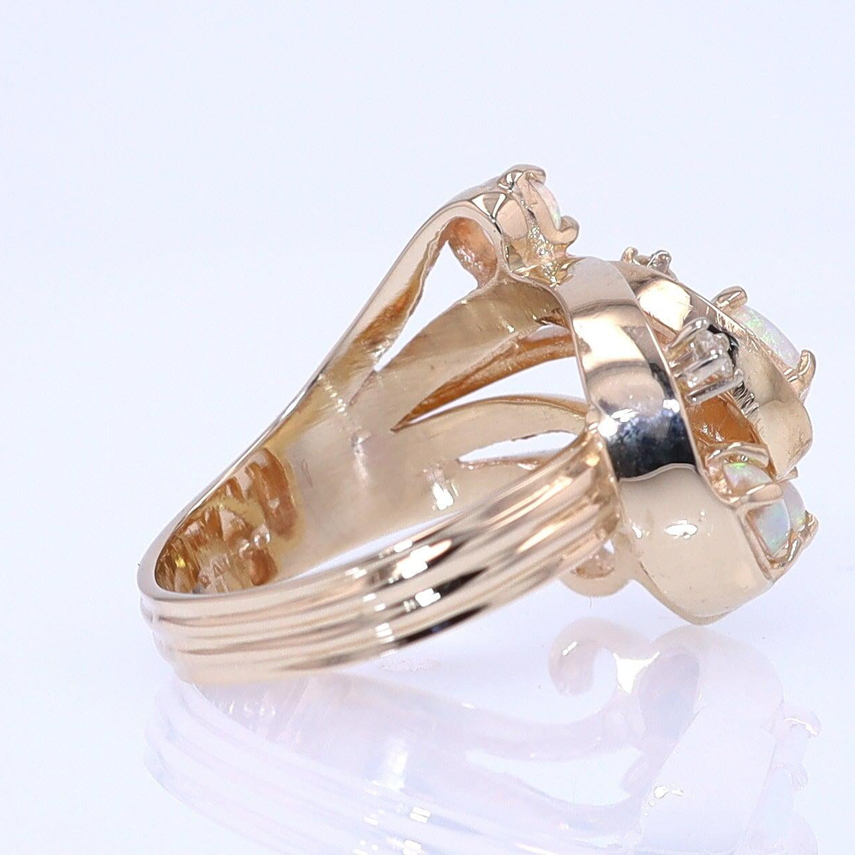 Vintage Swirling Opal & Diamond Cocktail Ring