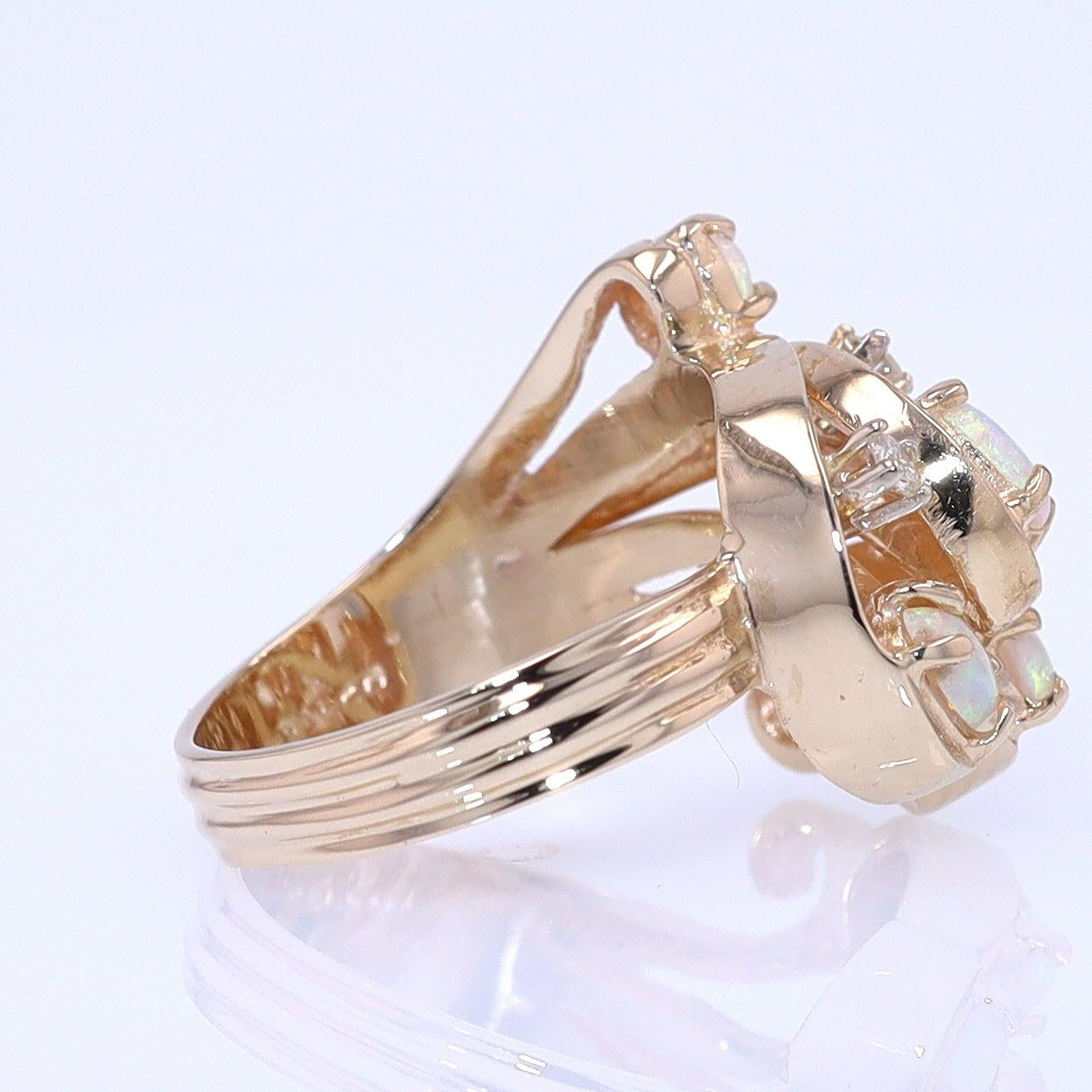 Vintage Swirling Opal & Diamond Cocktail Ring