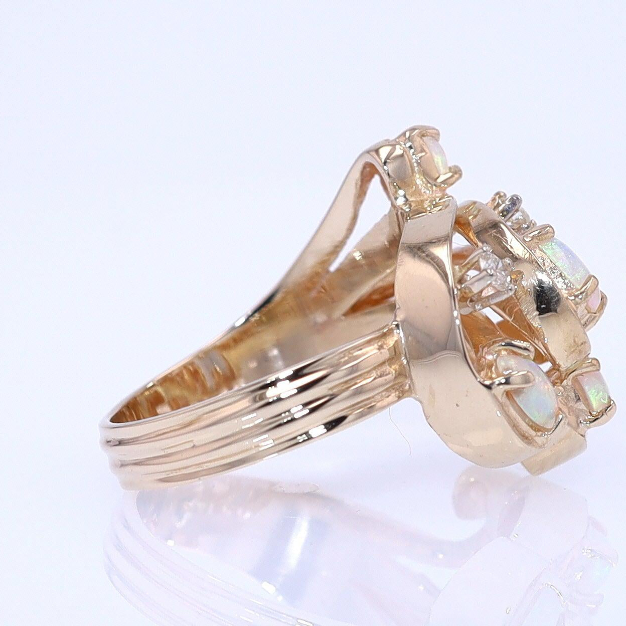 Vintage Swirling Opal & Diamond Cocktail Ring