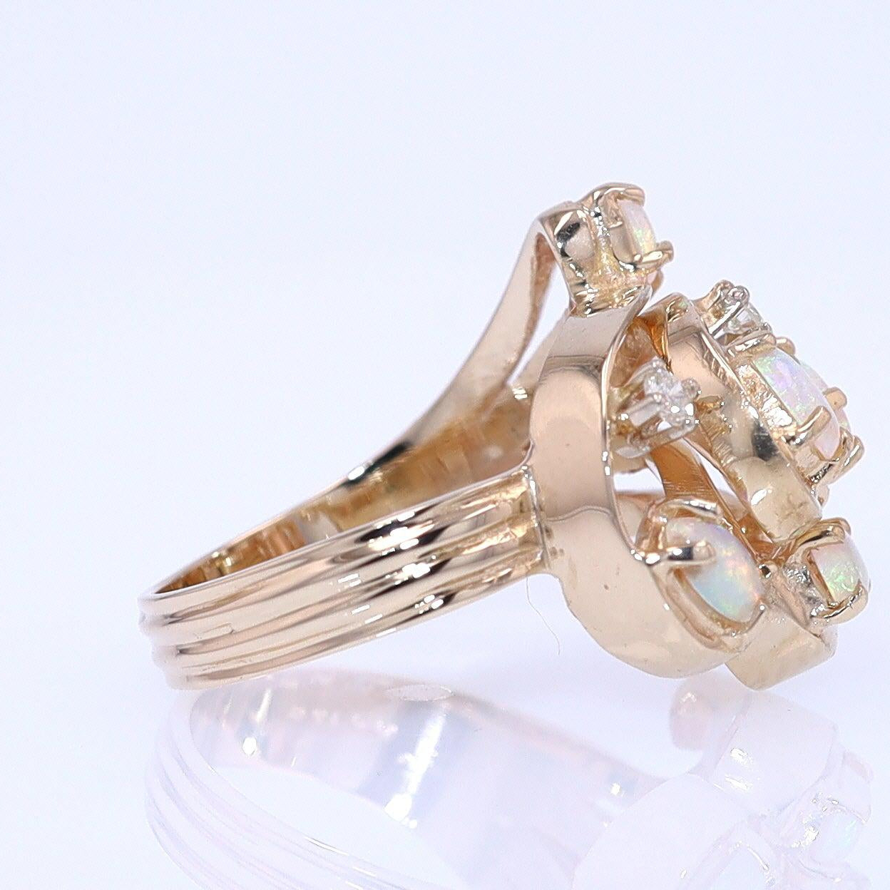 Vintage Swirling Opal & Diamond Cocktail Ring