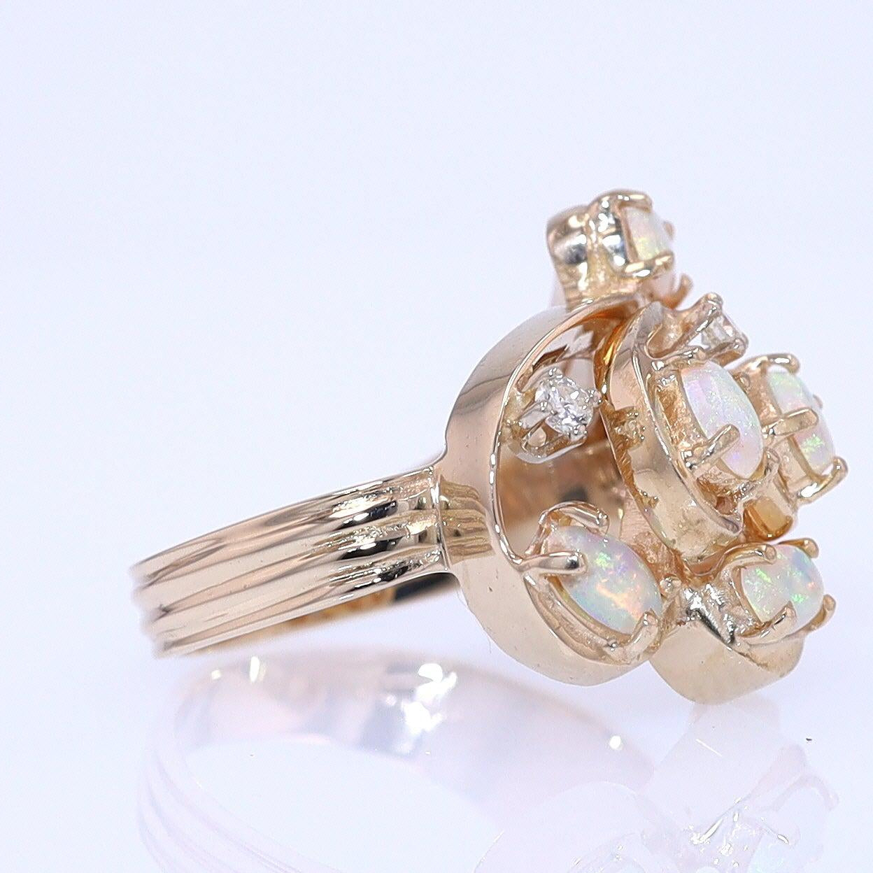 Vintage Swirling Opal & Diamond Cocktail Ring