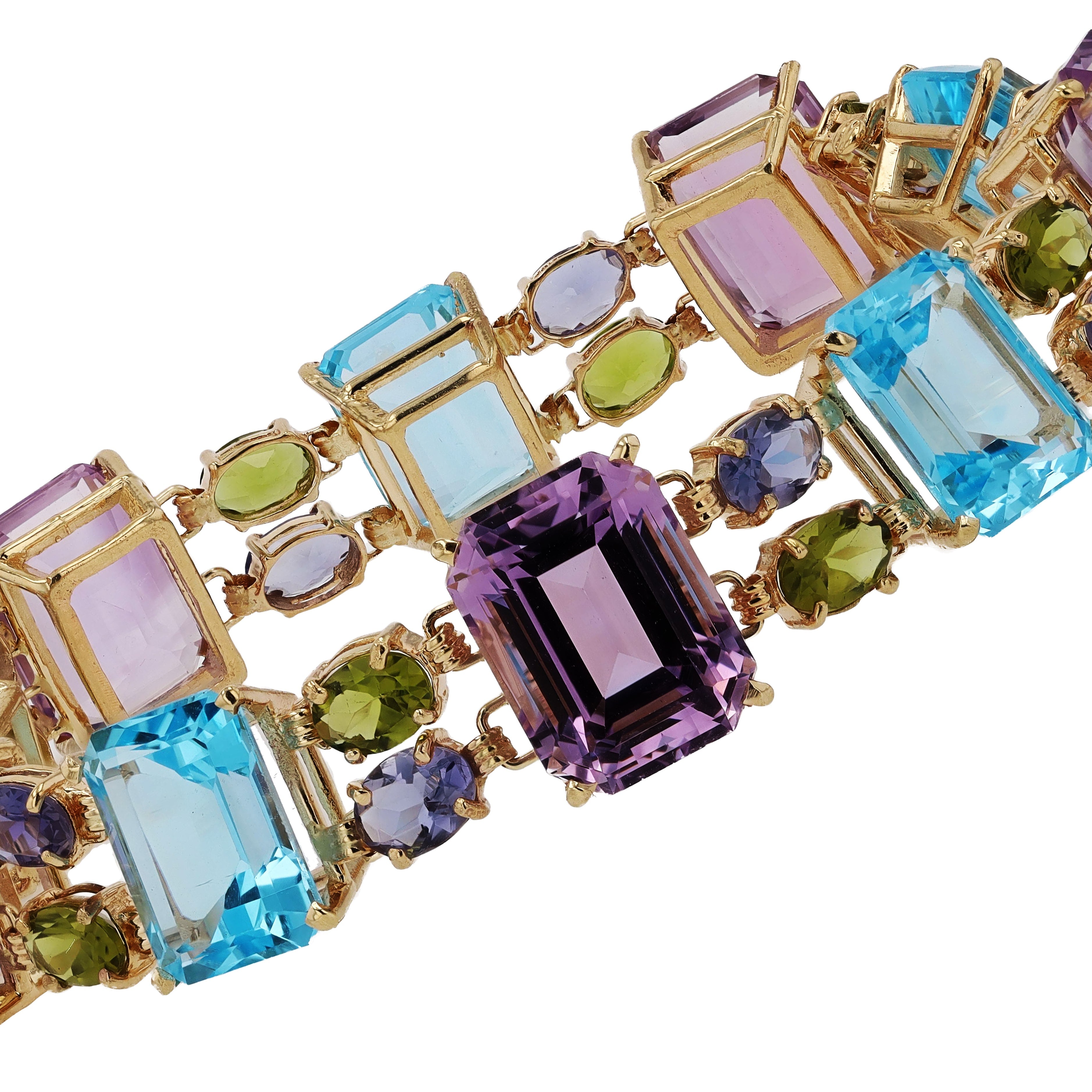 Vintage Unisex 100 Carat Gemstone Rainbow Bracelet