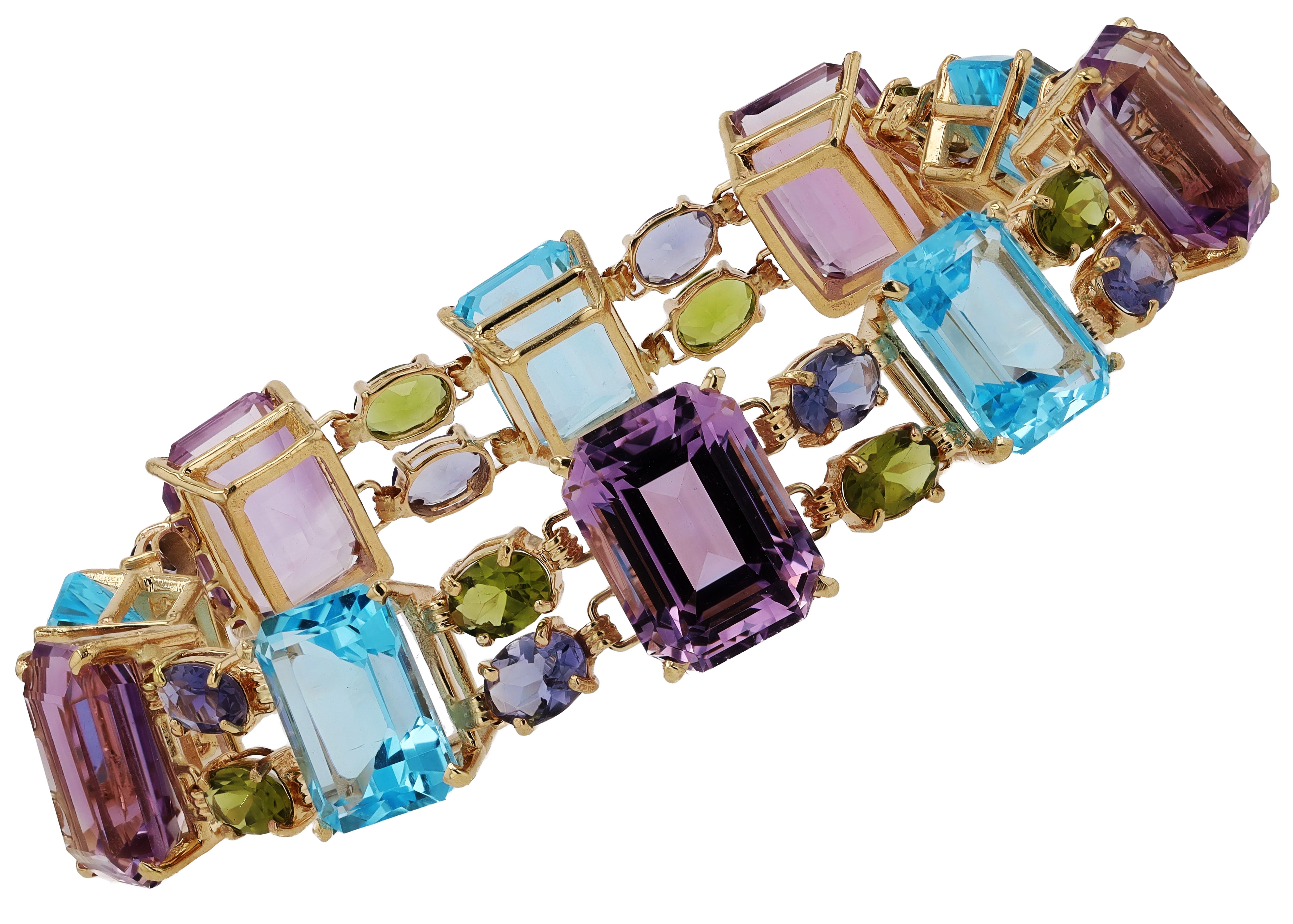 Vintage Unisex 100 Carat Gemstone Rainbow Bracelet