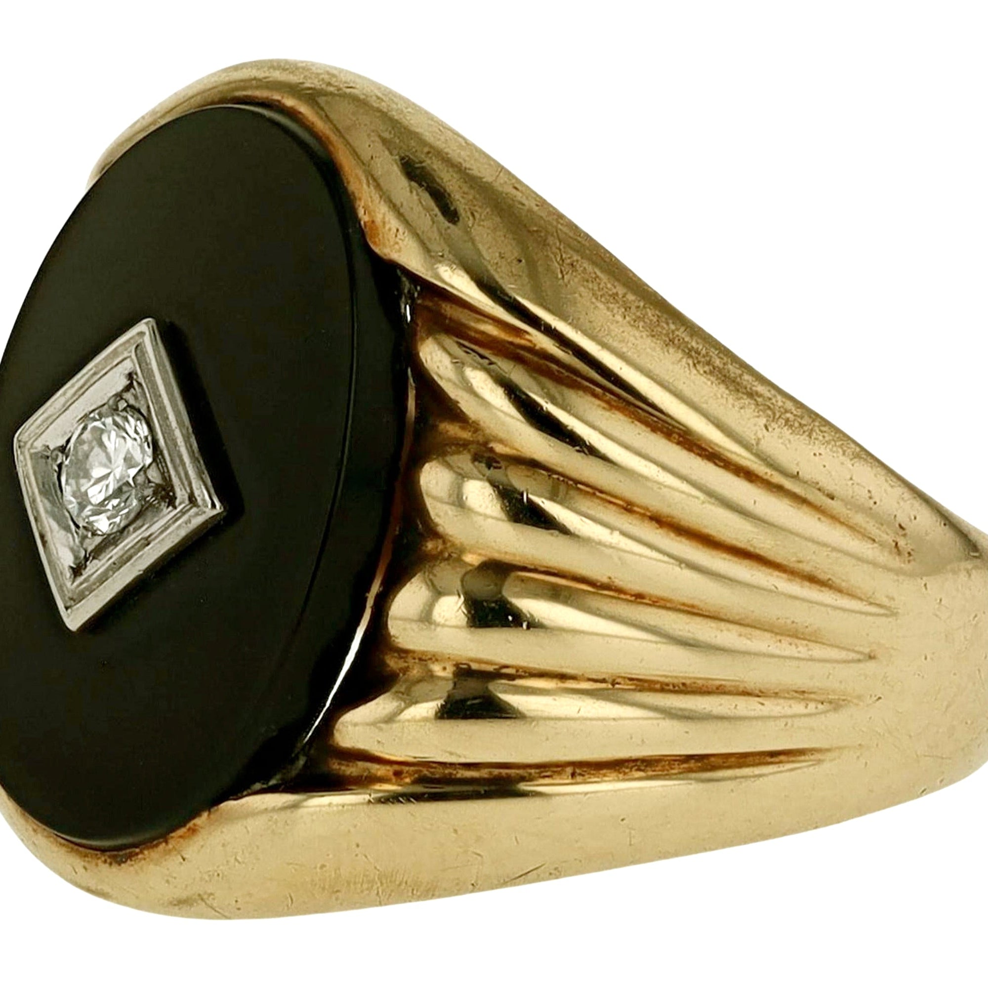 Vintage Unisex Onyx and Diamond Ring