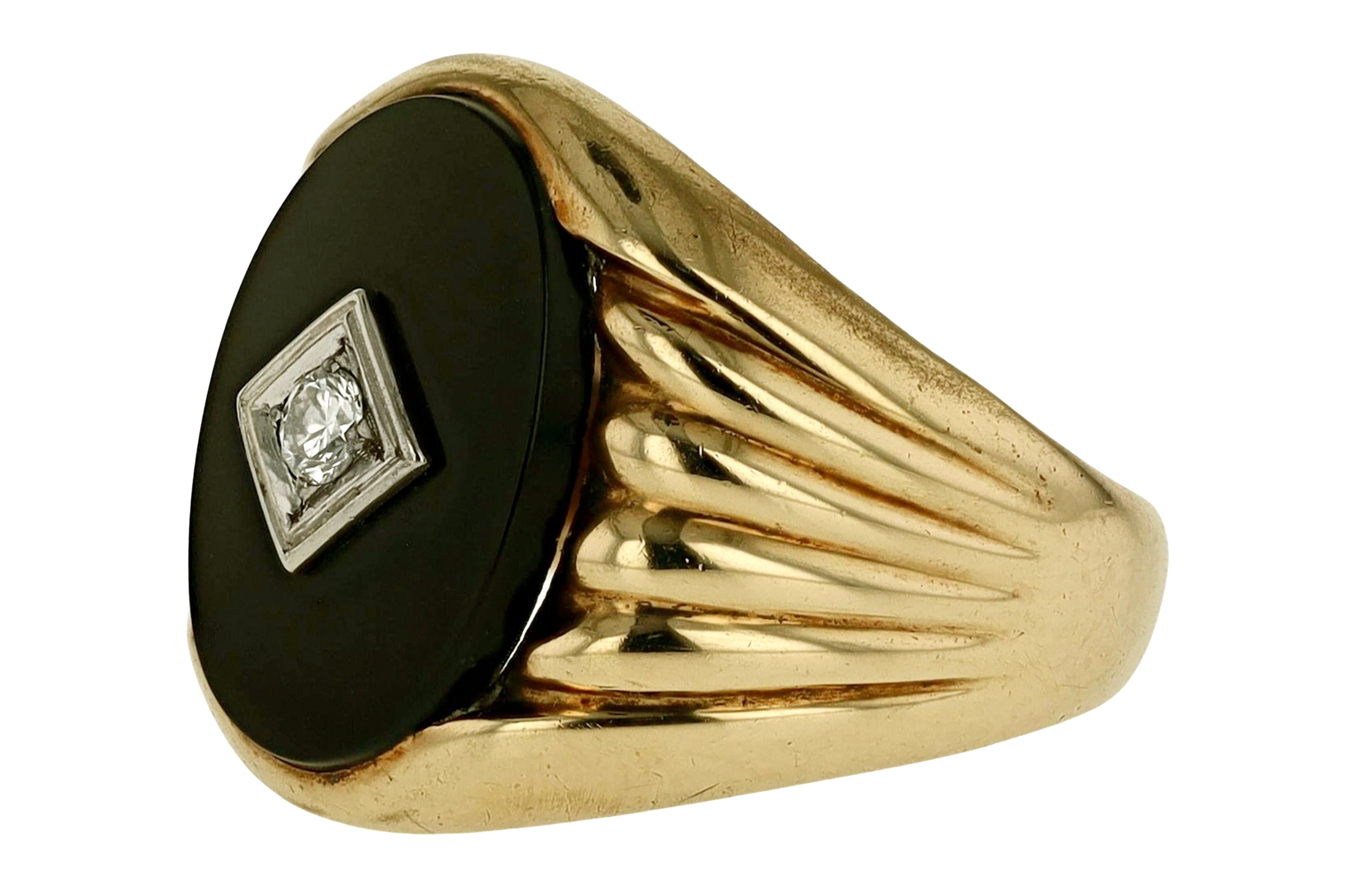 Vintage Unisex Onyx and Diamond Ring