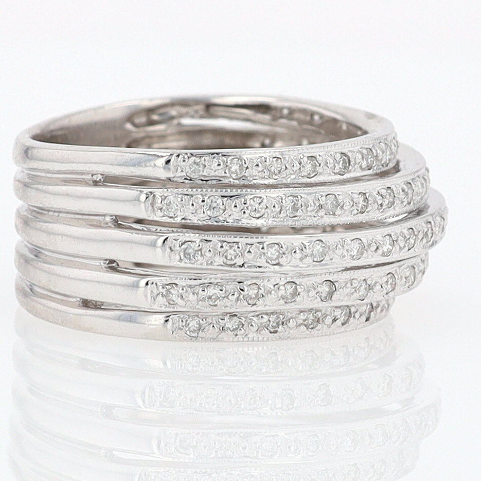 Wide 5 Row Diamond Cigar Band Anniversary Ring