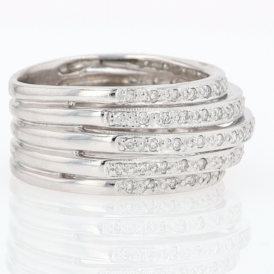 Wide 5 Row Diamond Cigar Band Anniversary Ring