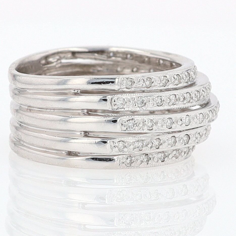 Wide 5 Row Diamond Cigar Band Anniversary Ring