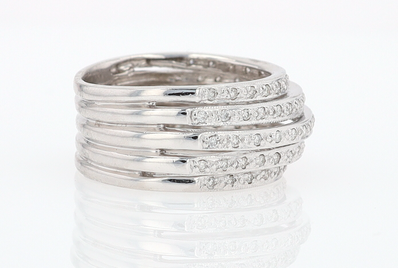 Wide 5 Row Diamond Cigar Band Anniversary Ring