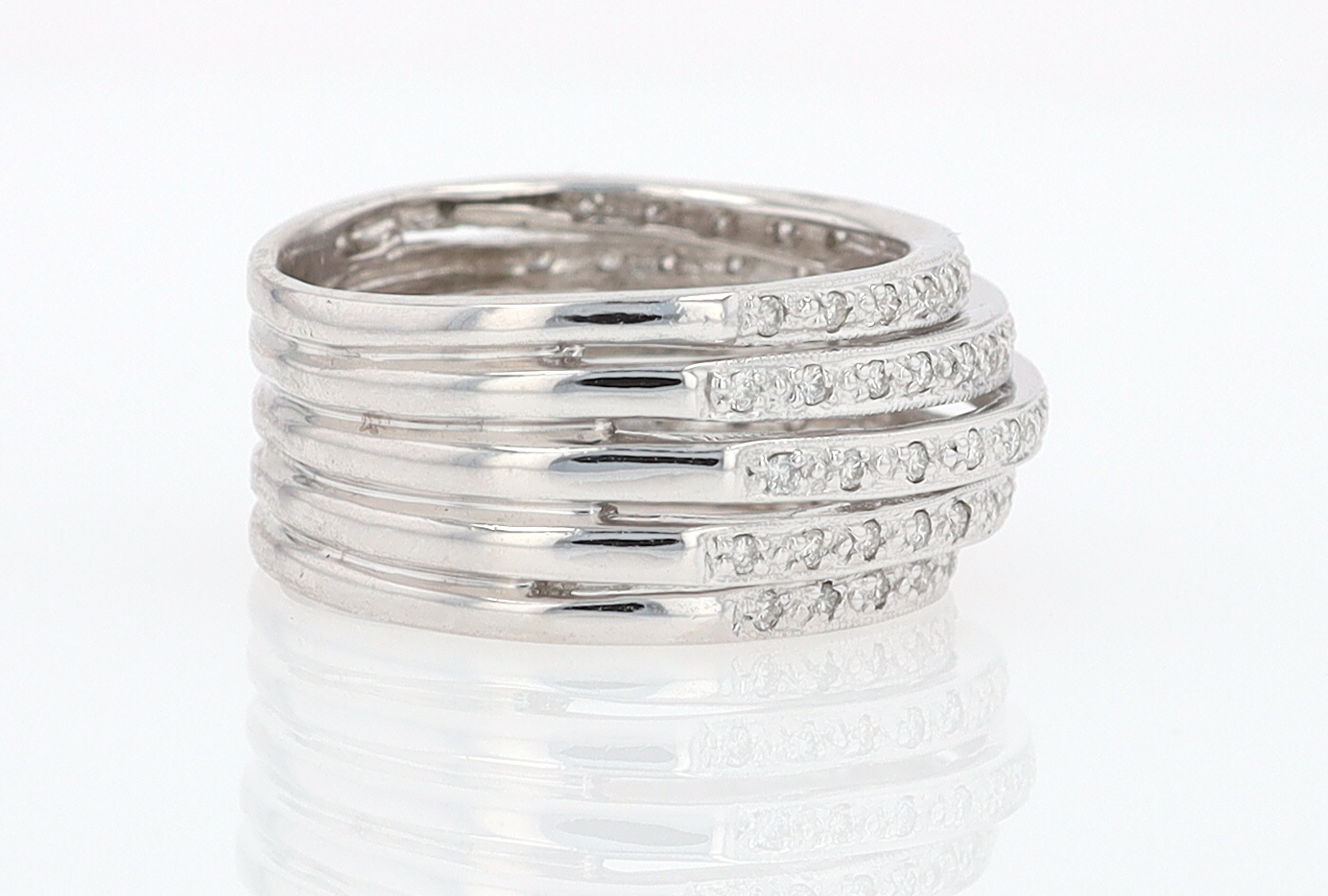 Wide 5 Row Diamond Cigar Band Anniversary Ring