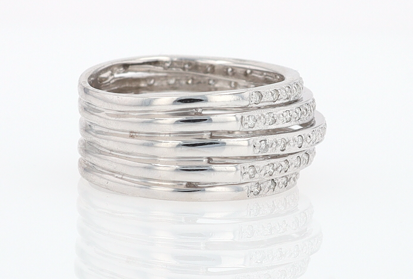 Wide 5 Row Diamond Cigar Band Anniversary Ring