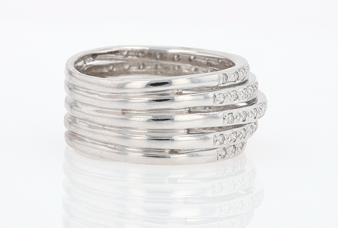 Wide 5 Row Diamond Cigar Band Anniversary Ring