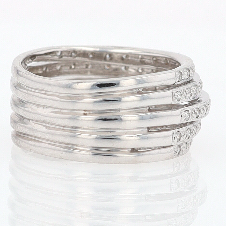 Wide 5 Row Diamond Cigar Band Anniversary Ring