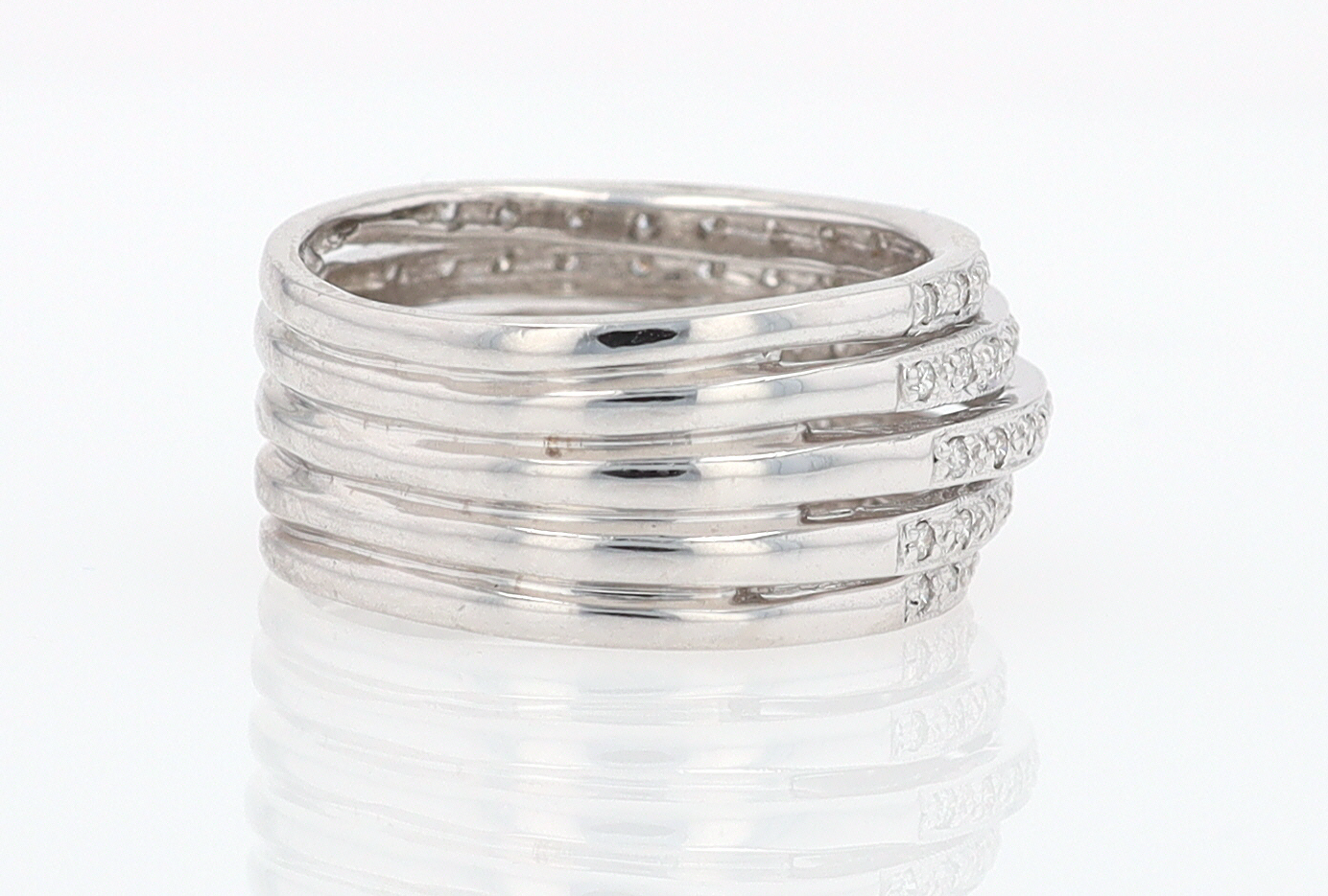 Wide 5 Row Diamond Cigar Band Anniversary Ring