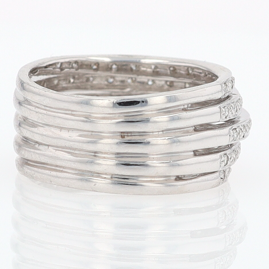 Wide 5 Row Diamond Cigar Band Anniversary Ring