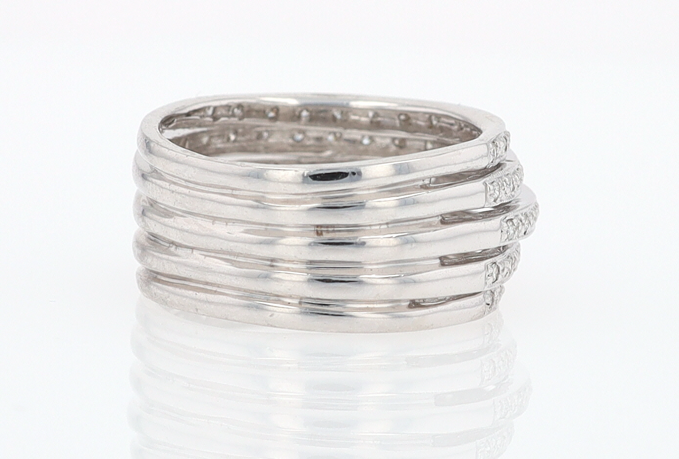 Wide 5 Row Diamond Cigar Band Anniversary Ring