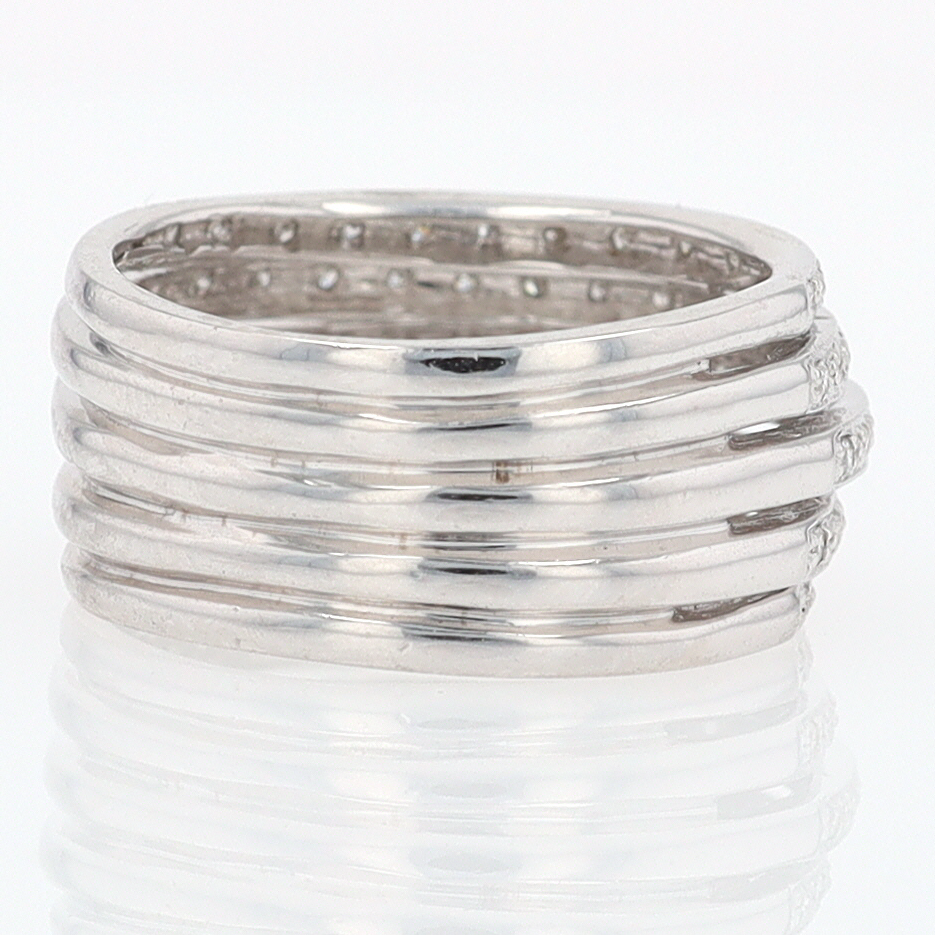 Wide 5 Row Diamond Cigar Band Anniversary Ring