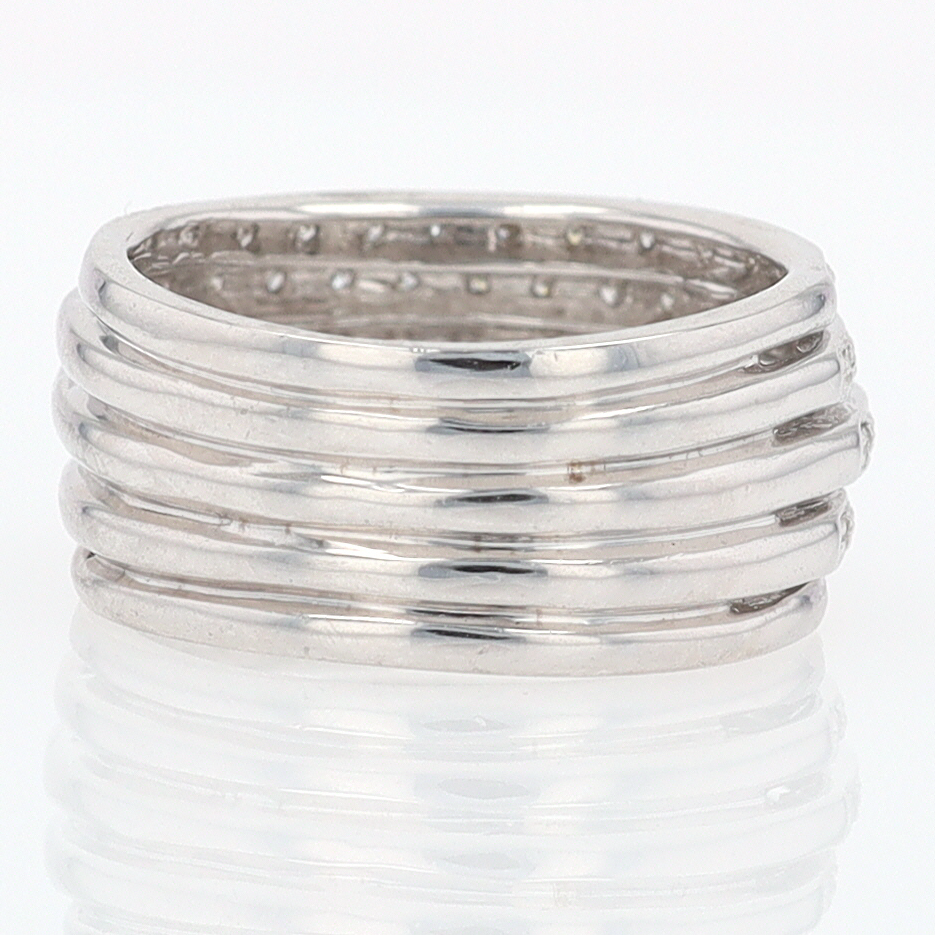 Wide 5 Row Diamond Cigar Band Anniversary Ring