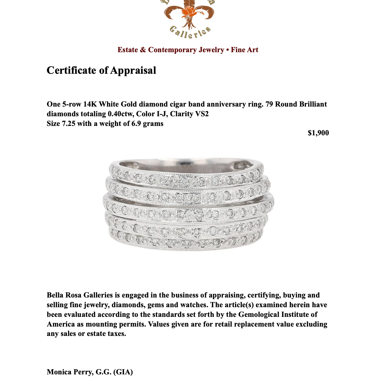 Wide 5 Row Diamond Cigar Band Anniversary Ring