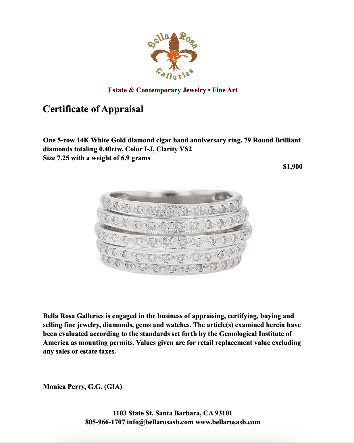 Wide 5 Row Diamond Cigar Band Anniversary Ring