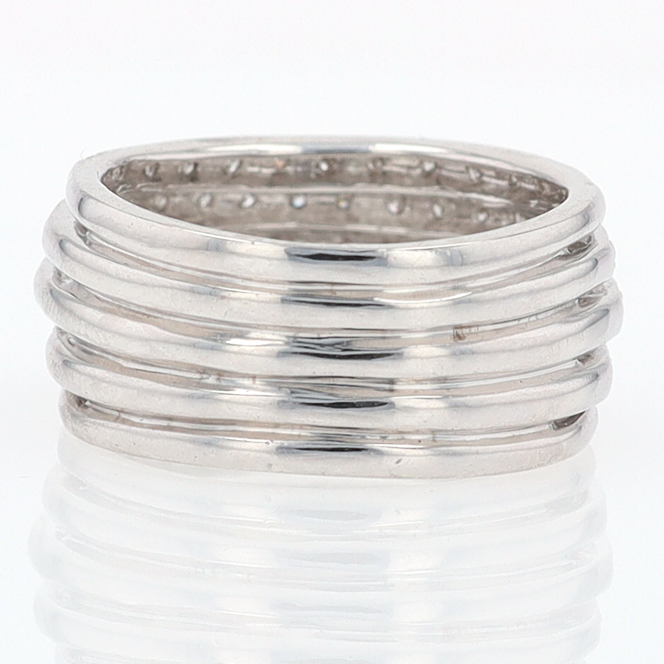 Wide 5 Row Diamond Cigar Band Anniversary Ring