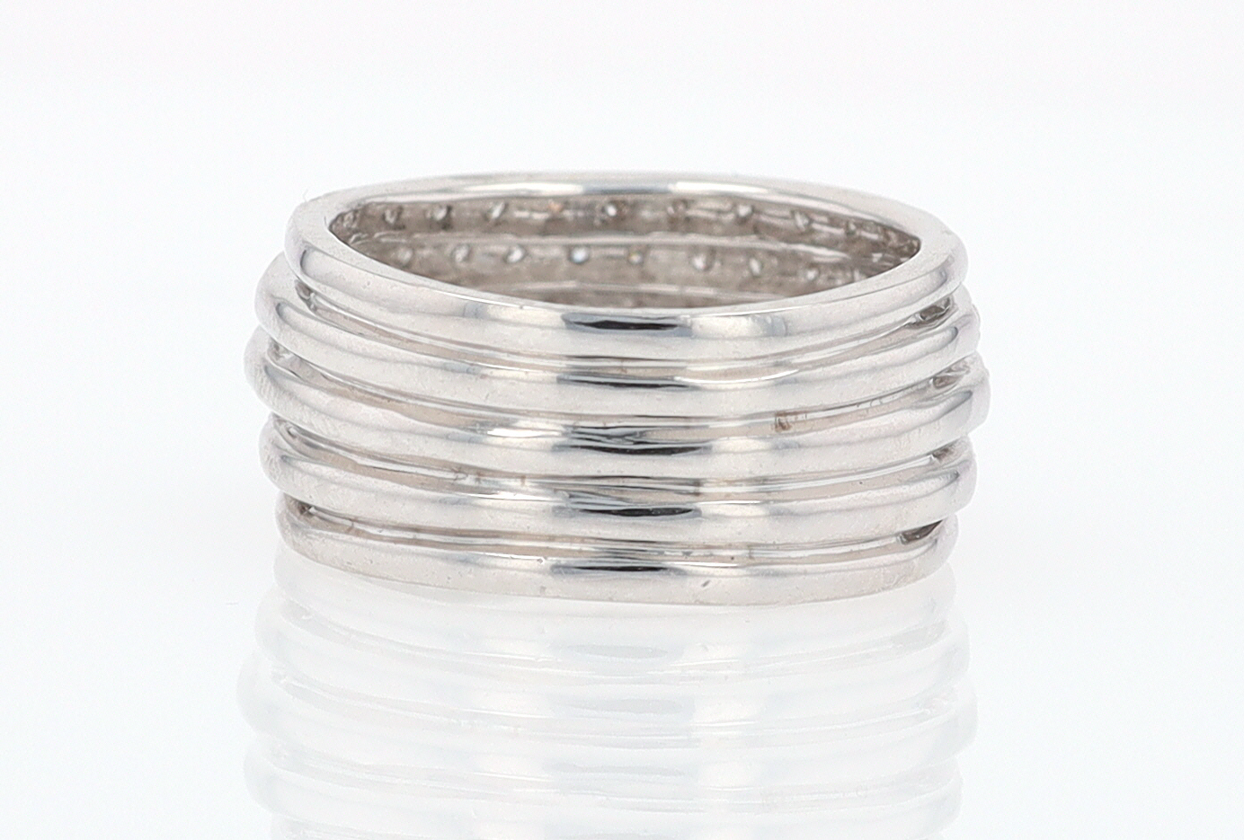 Wide 5 Row Diamond Cigar Band Anniversary Ring